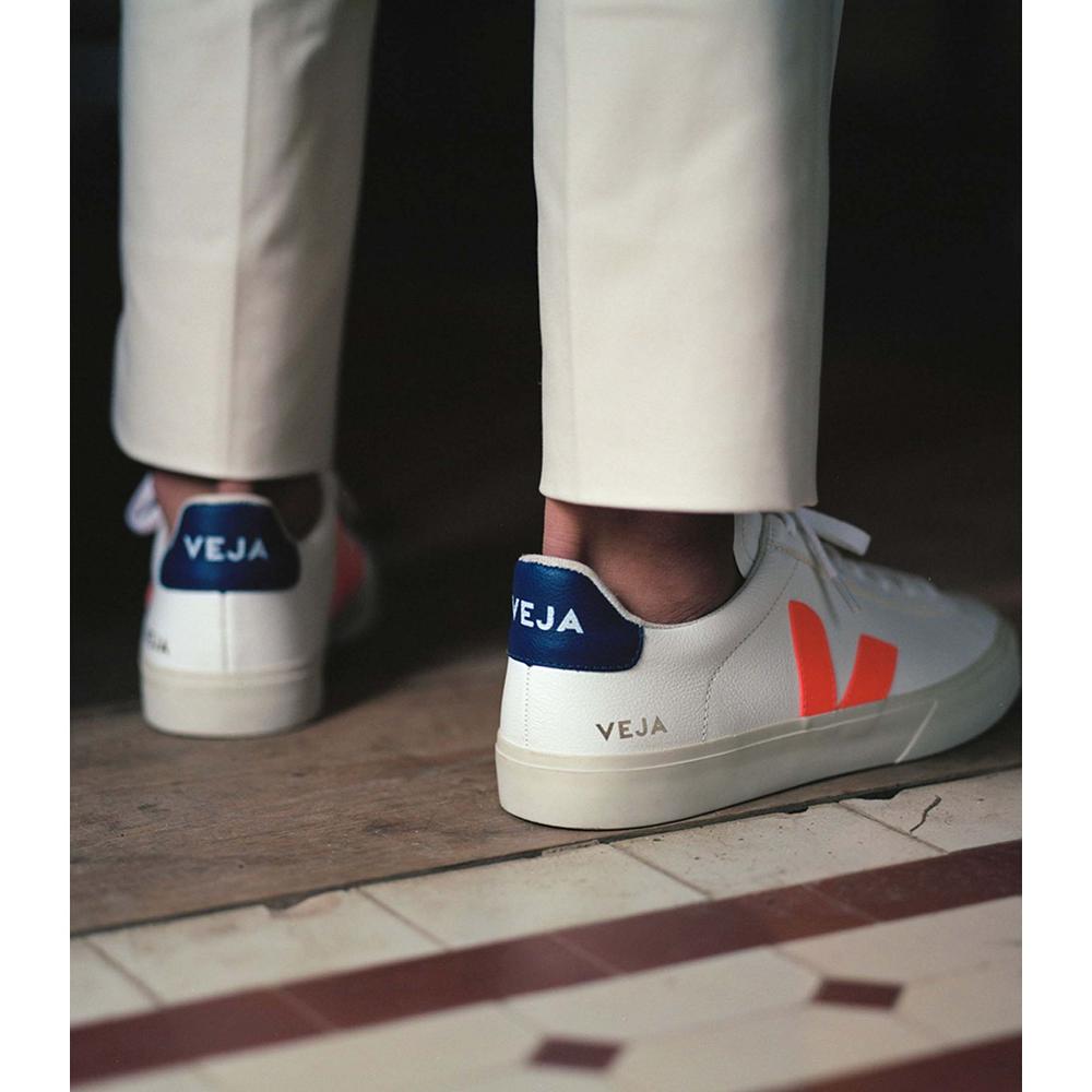 Low Tops Sneakers Veja CAMPO CHROMEFREE Feminino White/Orange/Blue | PT386JPQ