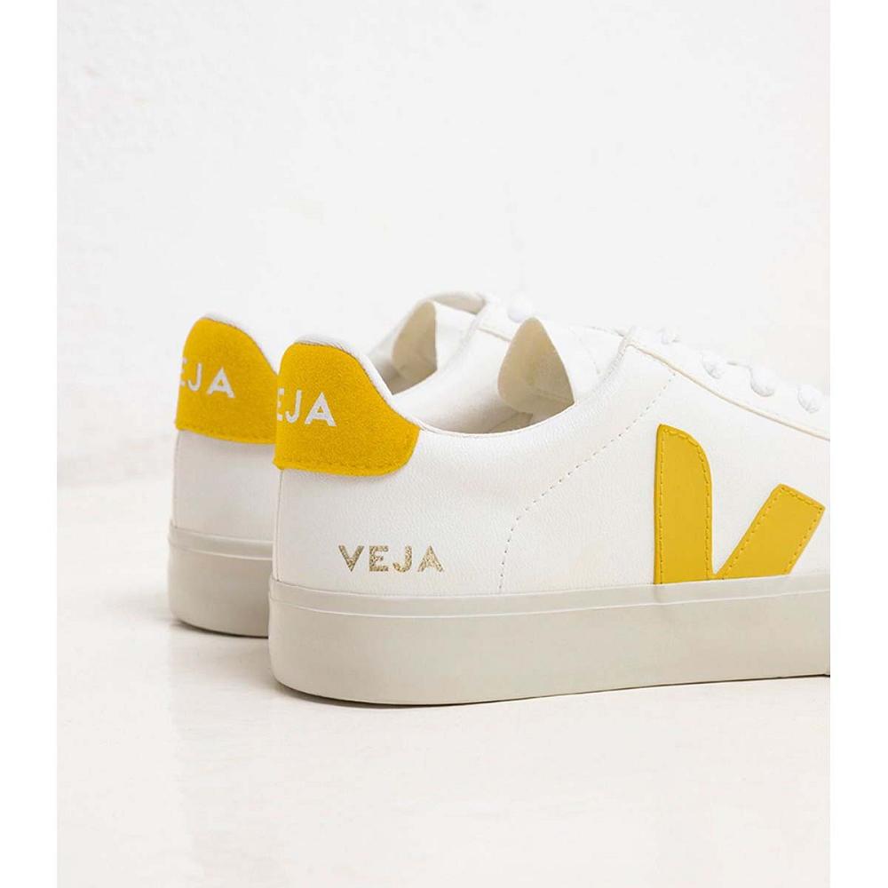 Low Tops Sneakers Veja CAMPO CHROMEFREE Masculino White/Yellow | PT689MQZ