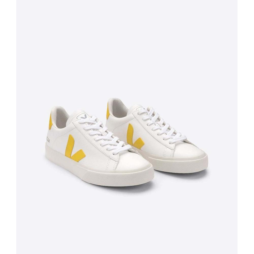 Low Tops Sneakers Veja CAMPO CHROMEFREE Masculino White/Yellow | PT782AHK