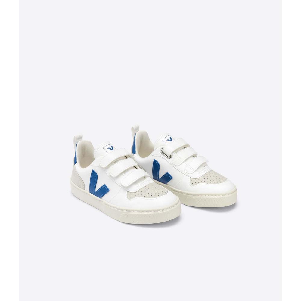 Sapatos Veja V-10 CWL Criança Branco Azul Anil | PT211PJJ