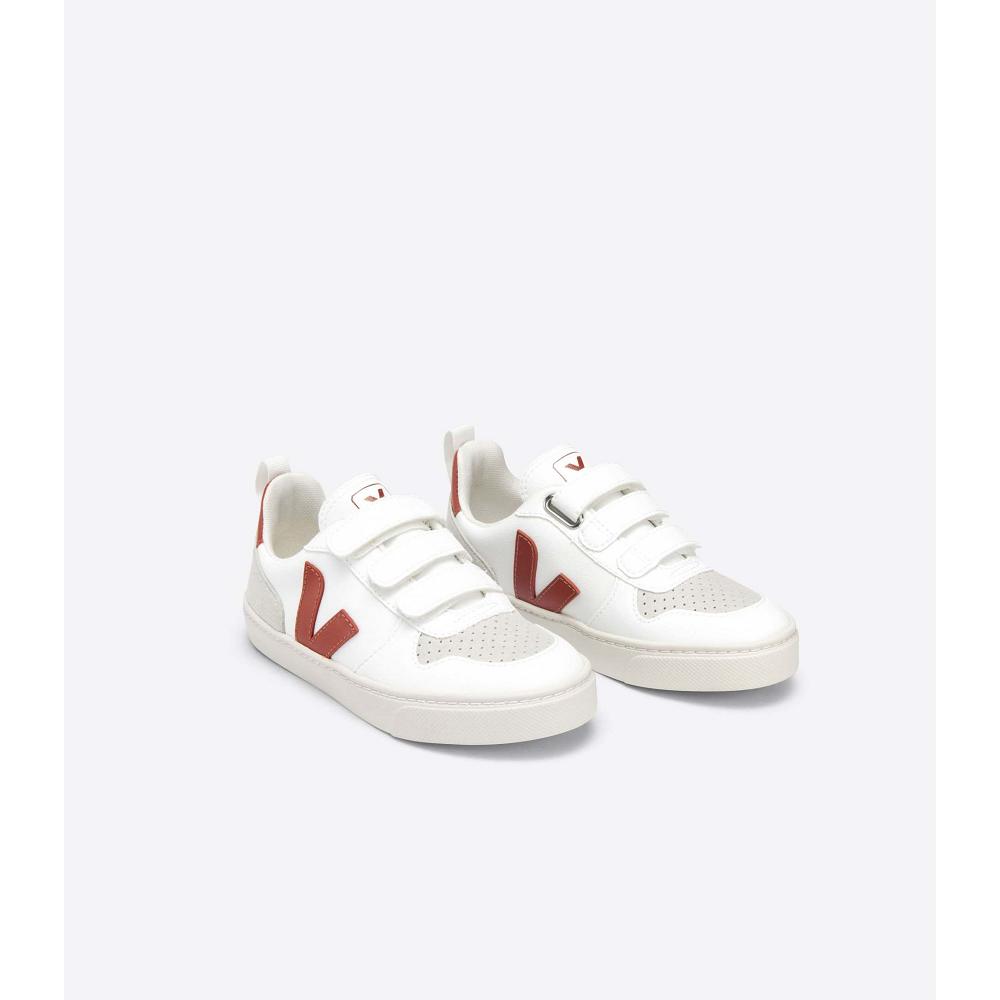 Sapatos Veja V-10 CWL Criança White/Burgundy | PT202LIS