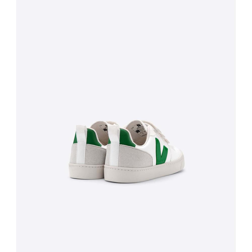 Sapatos Veja V-10 CWL Criança White/Green | PT212OKI