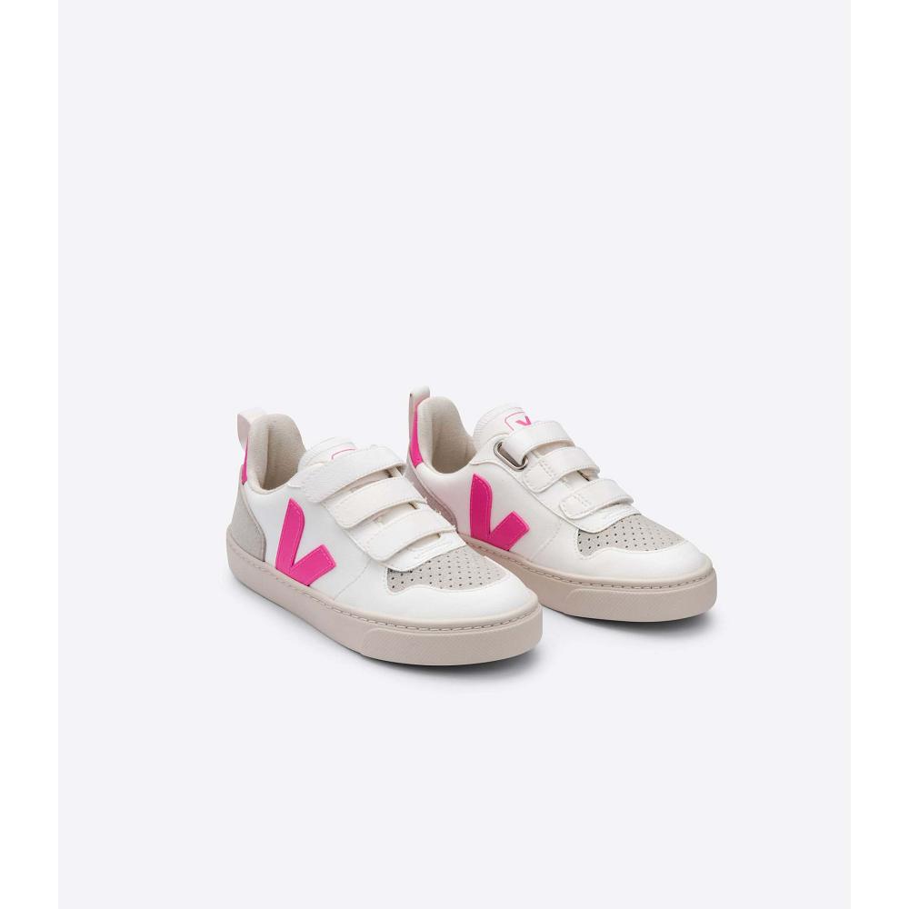 Sapatos Veja V-10 CWL Criança White/Pink | PT201ZUT