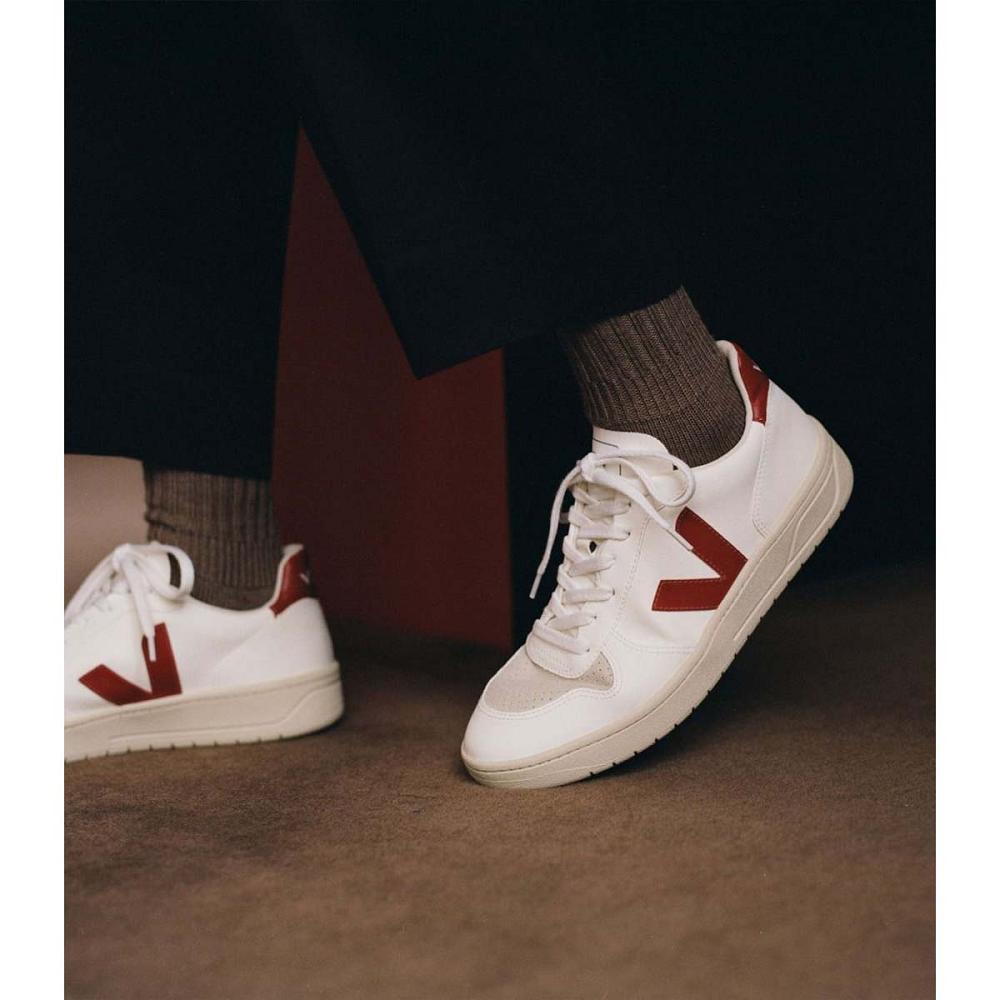 Sapatos Veja V-10 CWL Masculino White/Red | PT705PJJ