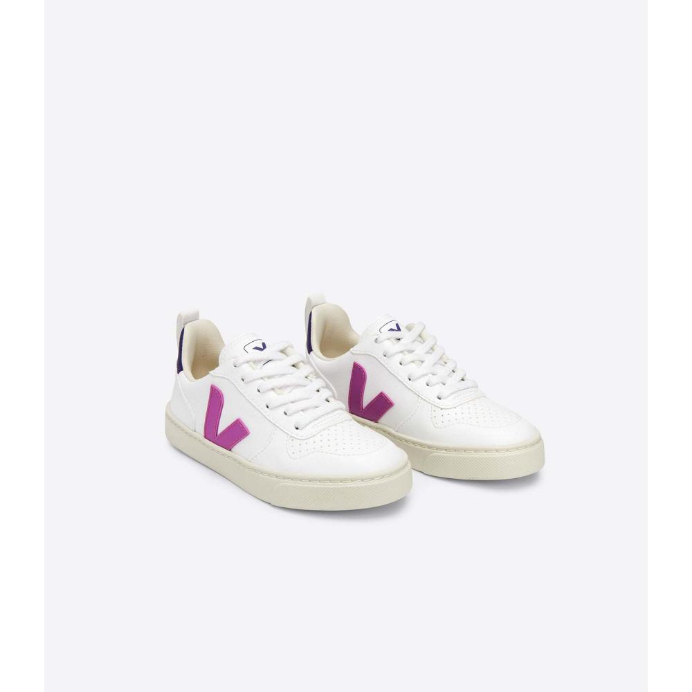 Sapatos Veja V-10 LACES CWL Criança White/Purple | PT194QMA