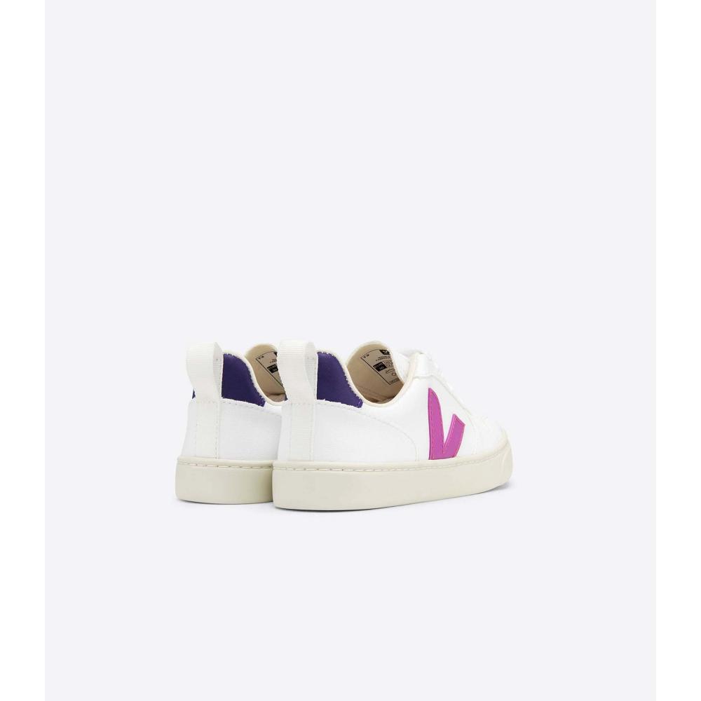 Sapatos Veja V-10 LACES CWL Criança White/Purple | PT194QMA