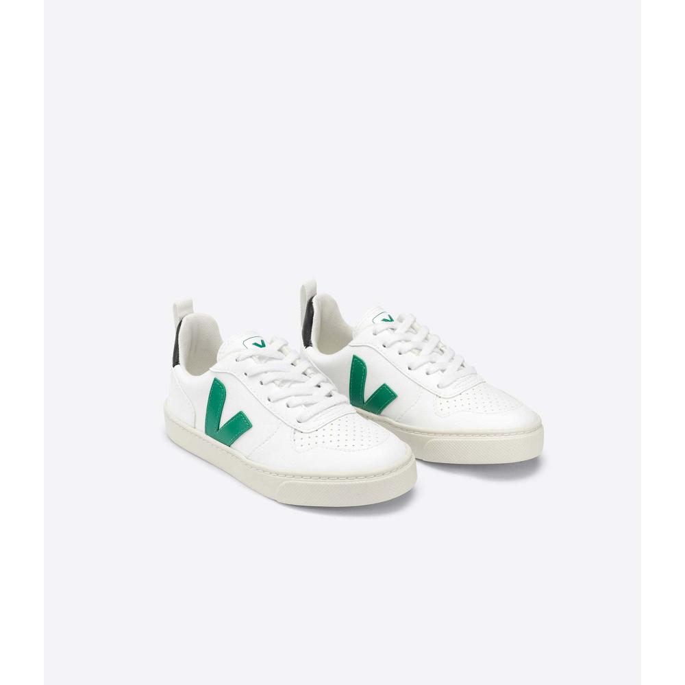 Sapatos Veja V-10 LACE CWL Criança White/Green | PT199CTV