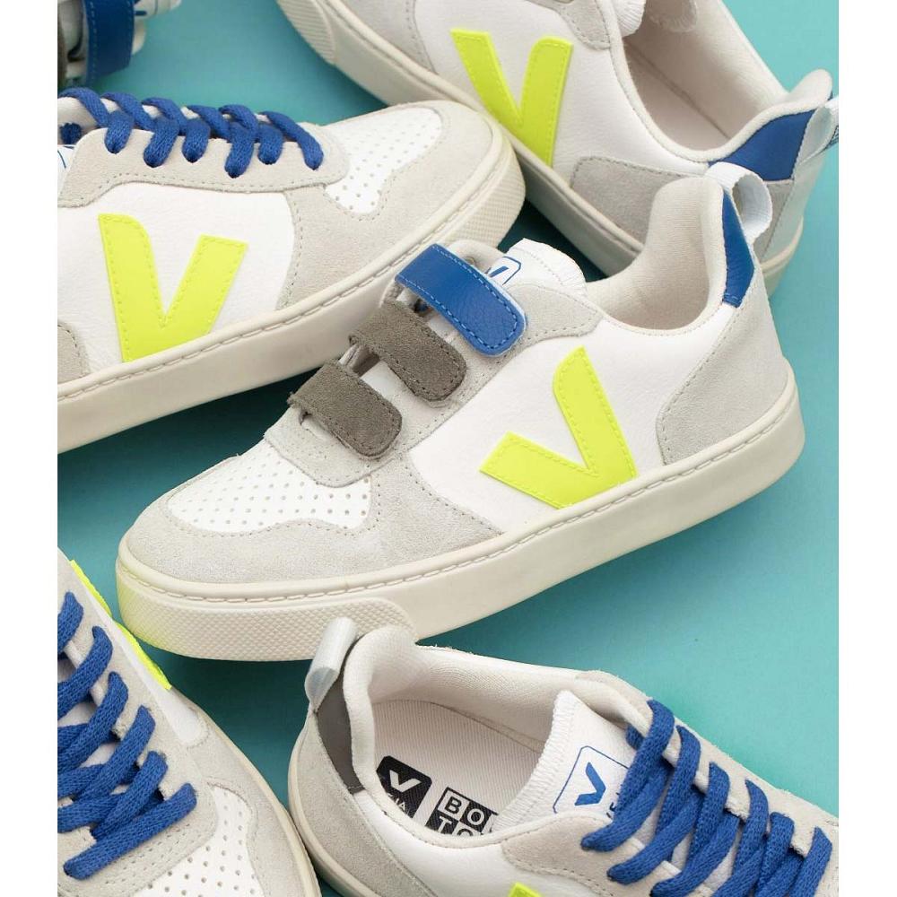 Sapatos Veja V-12 BONTON Criança White/Blue | PT234DFM