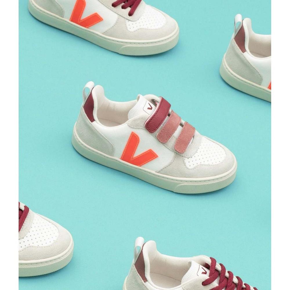 Sapatos Veja V-12 BONTON Criança White/Orange | PT233FDN