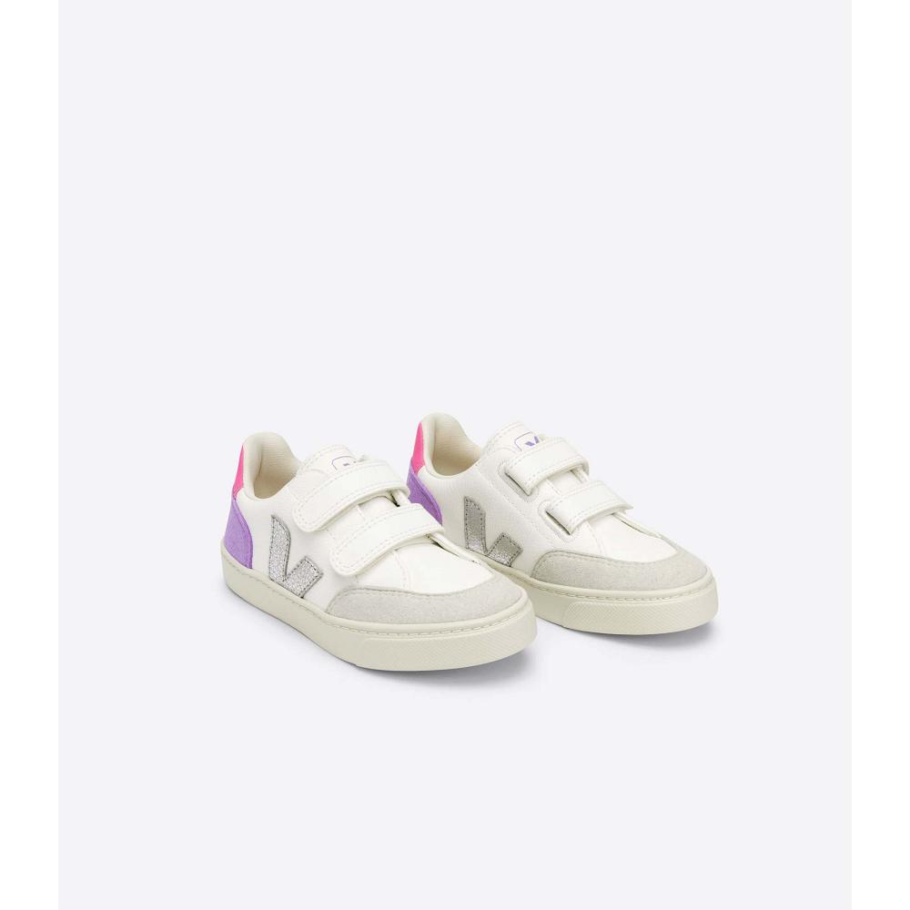 Sapatos Veja V-12 CHROMEFREE Criança White/Purple | PT238OKI