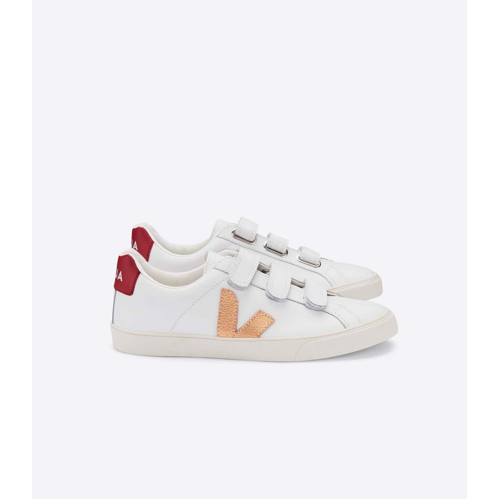 Tenis Veja 3-LOCK LEATHER Feminino White/Red | PT380VRW