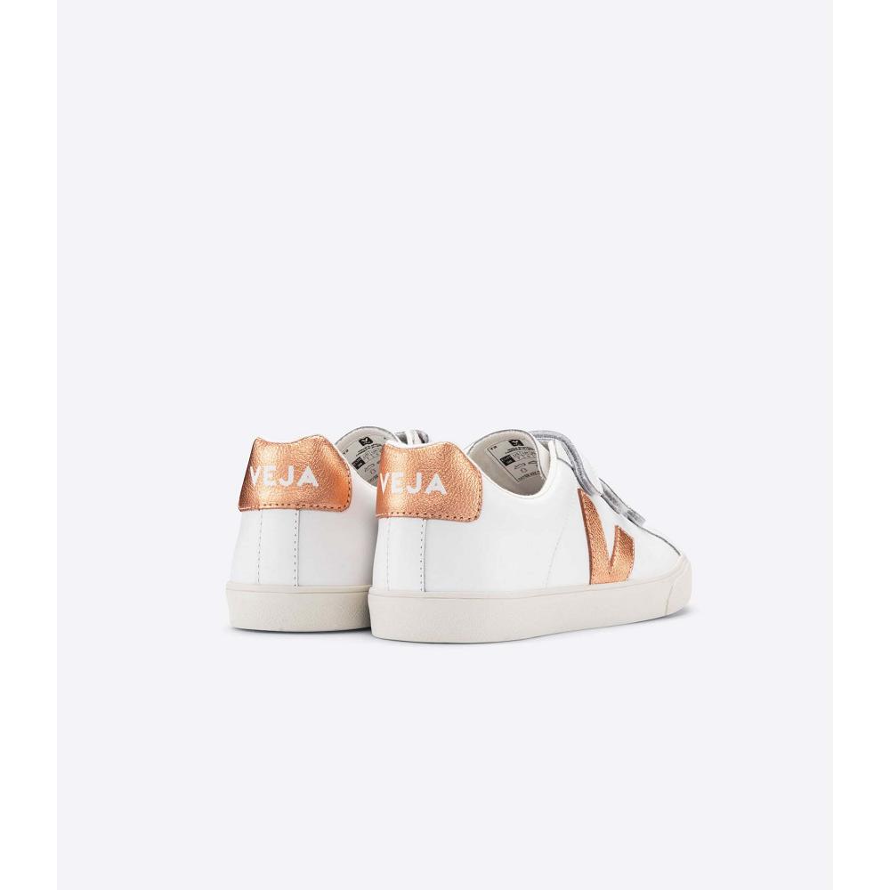 Tenis Veja 3-LOCK LEATHER Feminino White/Orange | PT383ZUT