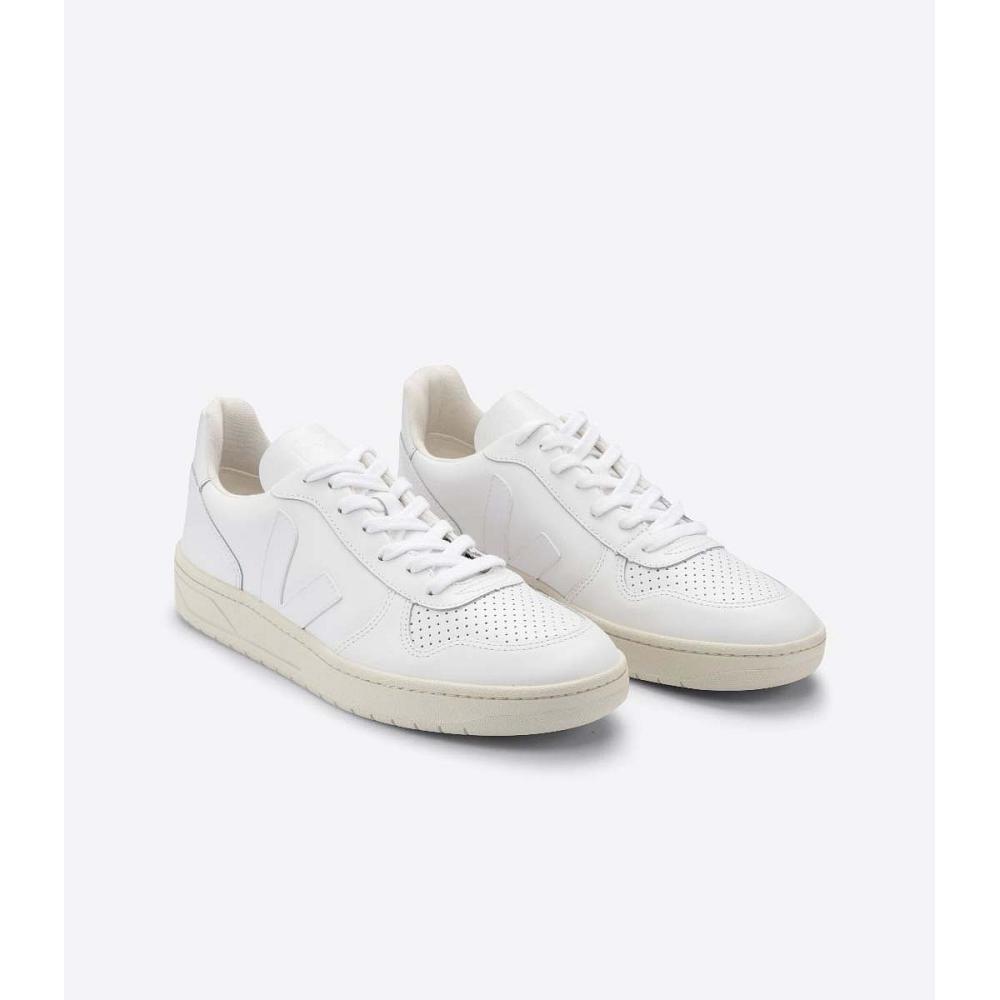 Tenis Veja V-10 LEATHER Feminino Branco | PT322EBC