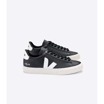 Low Tops Sneakers Veja CAMPO CHROMEFREE Feminino Black/White | PT392AHK