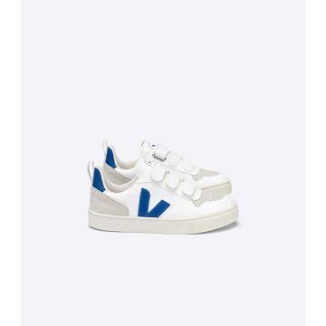 Sapatos Veja V-10 CWL Criança Branco Azul Anil | PT211PJJ