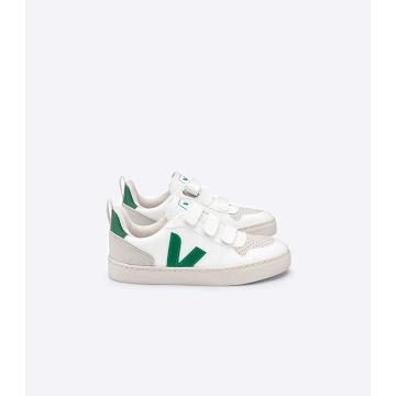 Sapatos Veja V-10 CWL Criança White/Green | PT212OKI