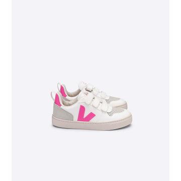 Sapatos Veja V-10 CWL Criança White/Pink | PT201ZUT