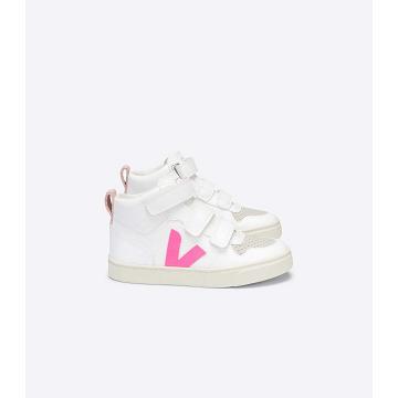 Sapatos Veja V-10 MID CWL Criança White/Pink | PT189YXF