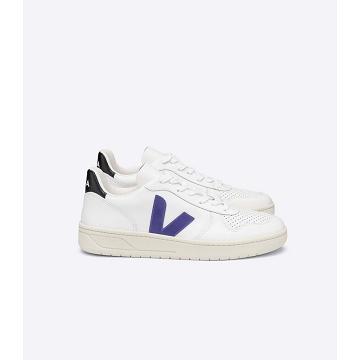 Tenis Veja V-10 LEATHER Masculino White/Purple/Black | PT659RVD